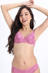 Zivame Enchanted Padded Plunged Wired Medium Coverage Lace Bra - Red Violet — thumbnail 2
